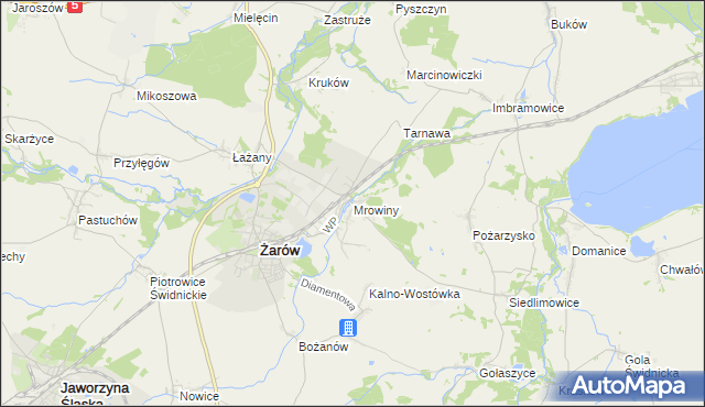 mapa Mrowiny gmina Żarów, Mrowiny gmina Żarów na mapie Targeo