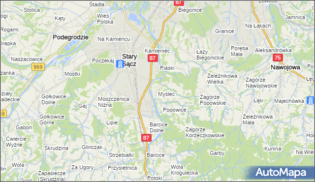 mapa Myślec, Myślec na mapie Targeo