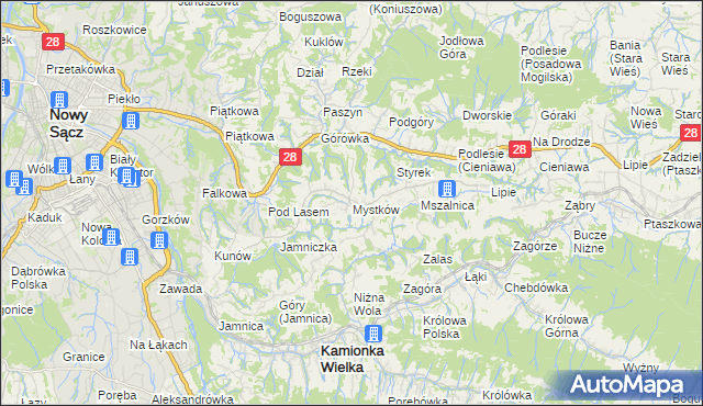 mapa Mystków, Mystków na mapie Targeo