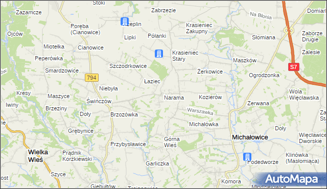 mapa Narama, Narama na mapie Targeo