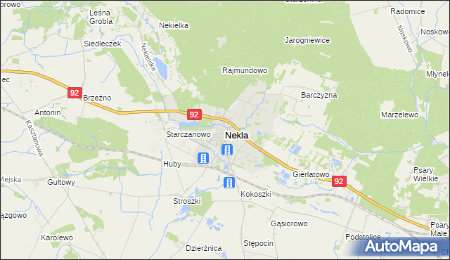 mapa Nekla powiat wrzesiński, Nekla powiat wrzesiński na mapie Targeo