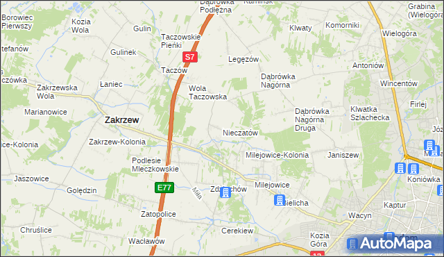 mapa Nieczatów, Nieczatów na mapie Targeo