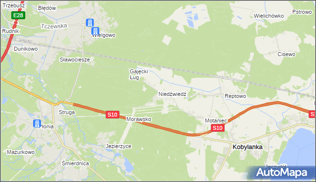 mapa Niedźwiedź gmina Kobylanka, Niedźwiedź gmina Kobylanka na mapie Targeo