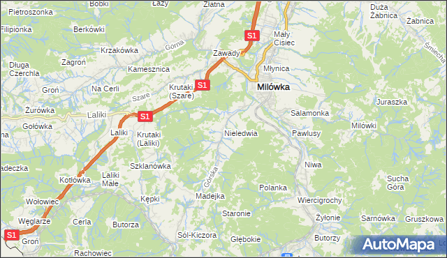 mapa Nieledwia, Nieledwia na mapie Targeo