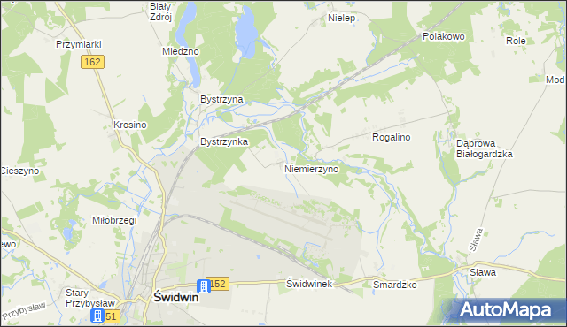 mapa Niemierzyno gmina Świdwin, Niemierzyno gmina Świdwin na mapie Targeo