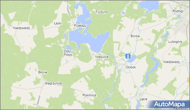 mapa Niesulice, Niesulice na mapie Targeo