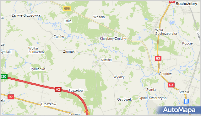 mapa Niwiski, Niwiski na mapie Targeo