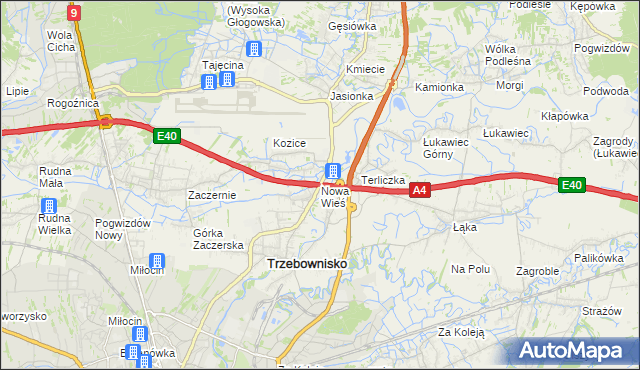 mapa Nowa Wieś gmina Trzebownisko, Nowa Wieś gmina Trzebownisko na mapie Targeo