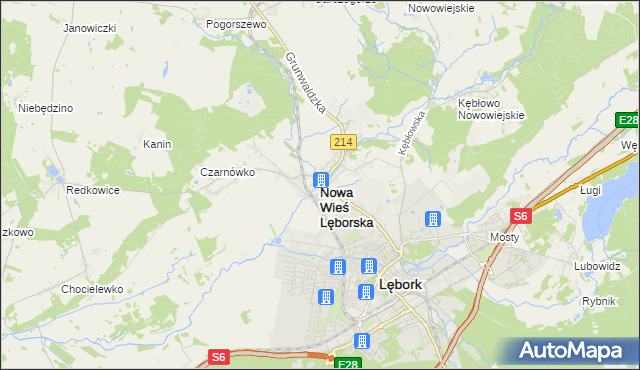 mapa Nowa Wieś Lęborska, Nowa Wieś Lęborska na mapie Targeo