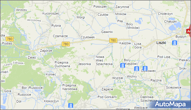 mapa Nowa Wieś Szlachecka, Nowa Wieś Szlachecka na mapie Targeo