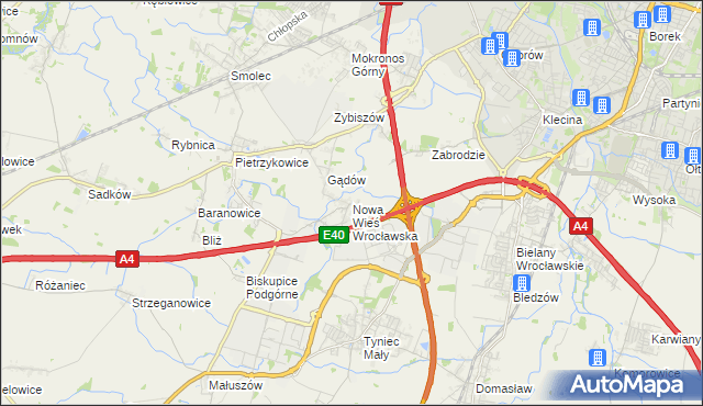 mapa Nowa Wieś Wrocławska, Nowa Wieś Wrocławska na mapie Targeo