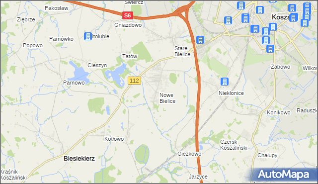 mapa Nowe Bielice, Nowe Bielice na mapie Targeo