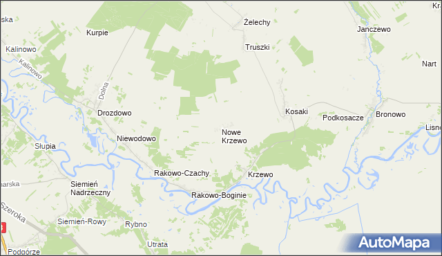 mapa Nowe Krzewo gmina Piątnica, Nowe Krzewo gmina Piątnica na mapie Targeo