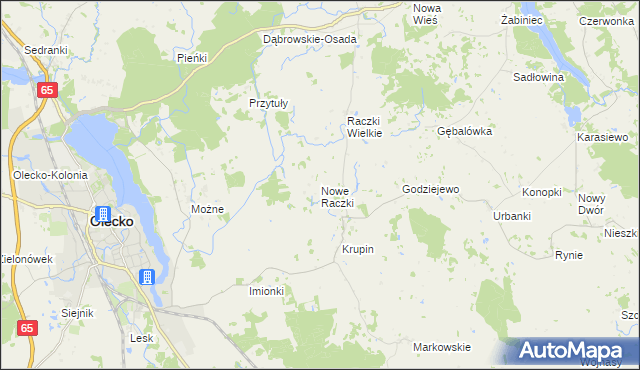 mapa Nowe Raczki, Nowe Raczki na mapie Targeo