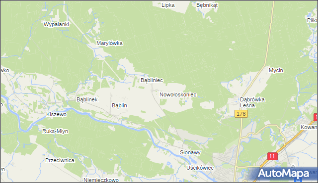 mapa Nowołoskoniec, Nowołoskoniec na mapie Targeo