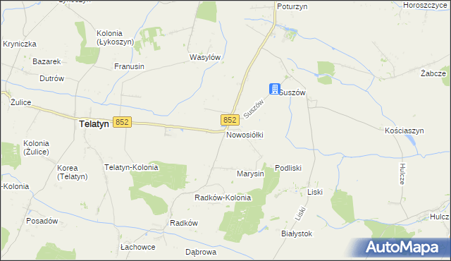 mapa Nowosiółki gmina Telatyn, Nowosiółki gmina Telatyn na mapie Targeo