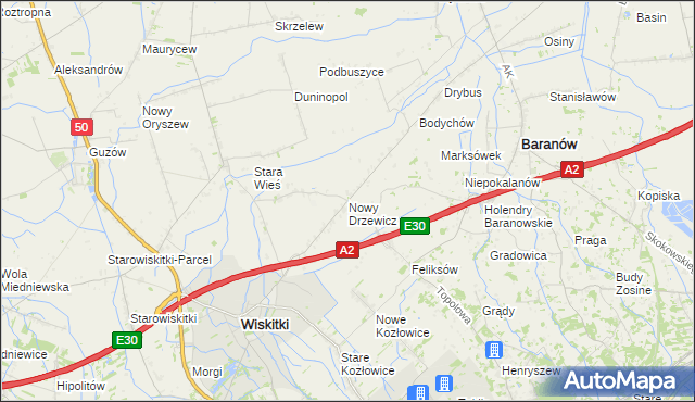 mapa Nowy Drzewicz, Nowy Drzewicz na mapie Targeo