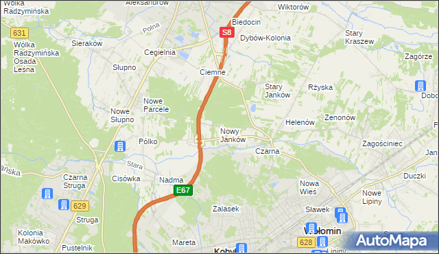 mapa Nowy Janków, Nowy Janków na mapie Targeo