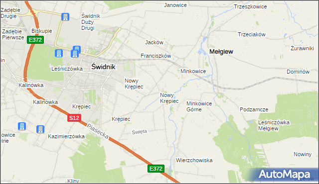 mapa Nowy Krępiec, Nowy Krępiec na mapie Targeo