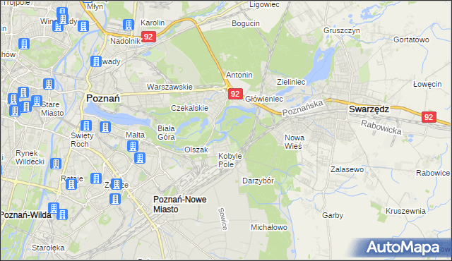 mapa Nowy Młyn gmina Poznań, Nowy Młyn gmina Poznań na mapie Targeo