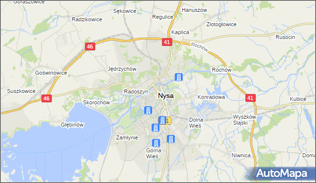 mapa Nysy, Nysa na mapie Targeo