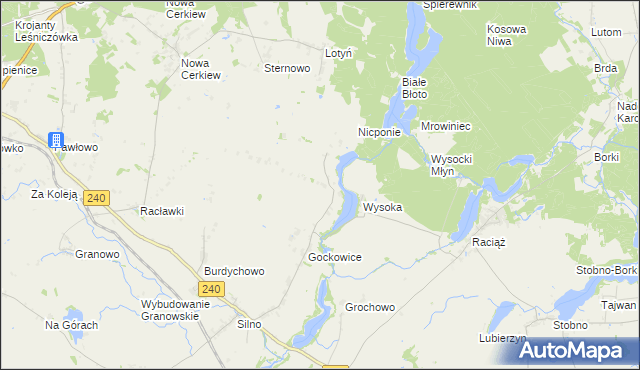 mapa Objezierze gmina Chojnice, Objezierze gmina Chojnice na mapie Targeo
