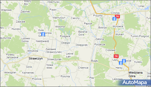 mapa Oblęgorek, Oblęgorek na mapie Targeo