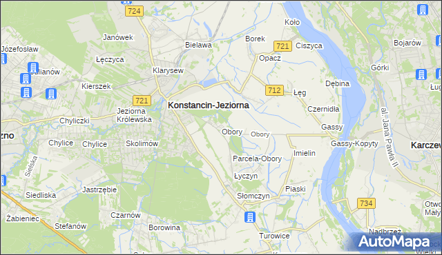 mapa Obory gmina Konstancin-Jeziorna, Obory gmina Konstancin-Jeziorna na mapie Targeo