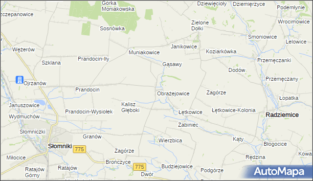 mapa Obrażejowice, Obrażejowice na mapie Targeo