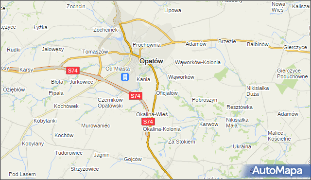 mapa Oficjałów, Oficjałów na mapie Targeo