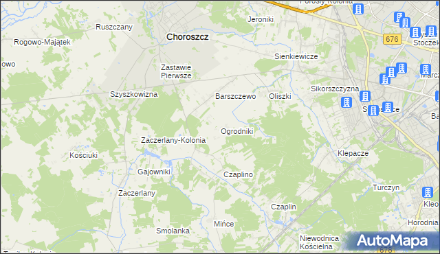 mapa Ogrodniki gmina Choroszcz, Ogrodniki gmina Choroszcz na mapie Targeo