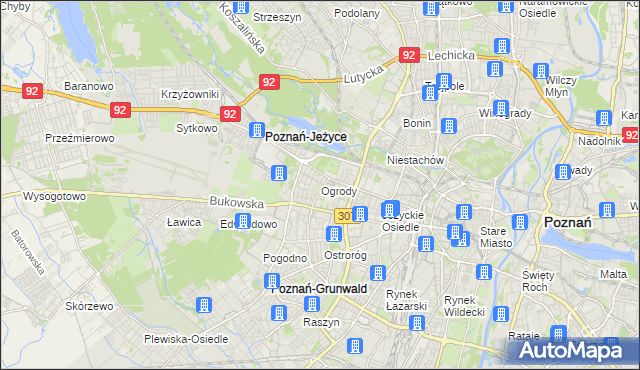 mapa Ogrody gmina Poznań, Ogrody gmina Poznań na mapie Targeo