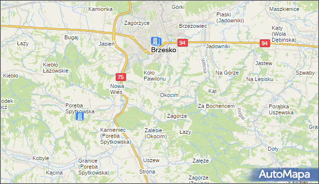 mapa Okocim, Okocim na mapie Targeo