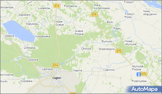 mapa Okolusz, Okolusz na mapie Targeo