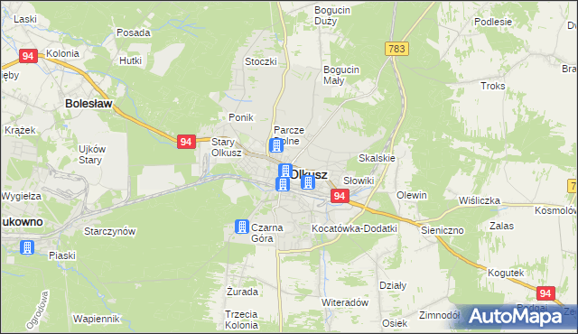 mapa Olkusz, Olkusz na mapie Targeo