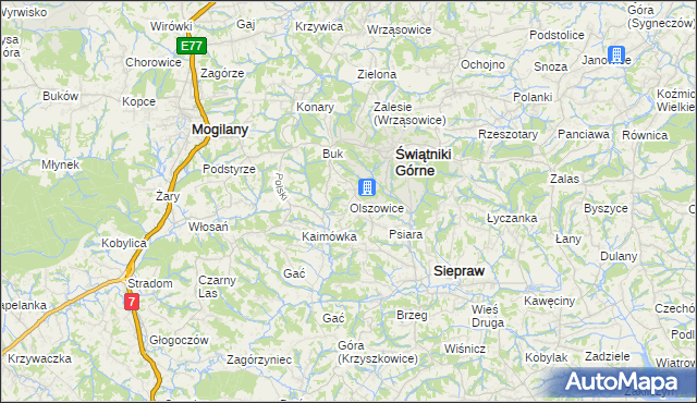 mapa Olszowice, Olszowice na mapie Targeo