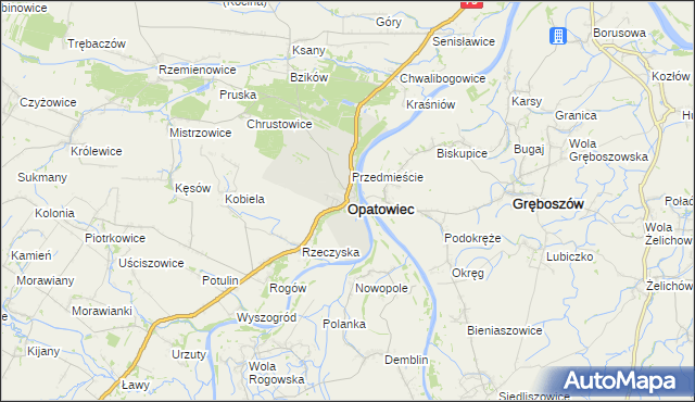 mapa Opatowiec powiat kazimierski, Opatowiec powiat kazimierski na mapie Targeo