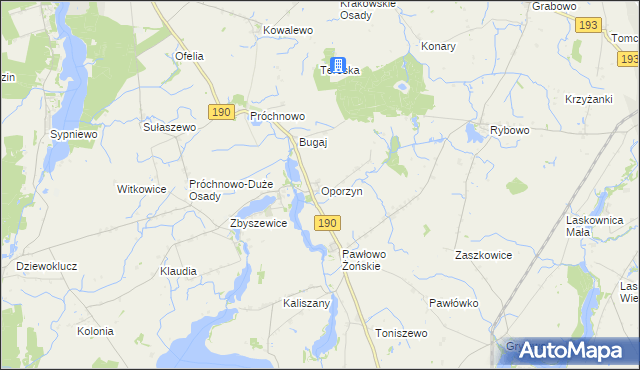 mapa Oporzyn, Oporzyn na mapie Targeo