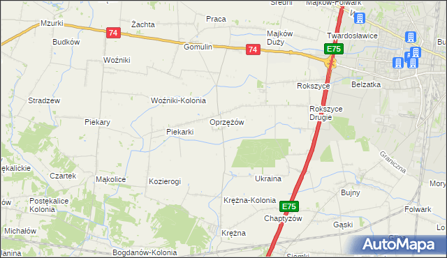 mapa Oprzężów Kolonia, Oprzężów Kolonia na mapie Targeo