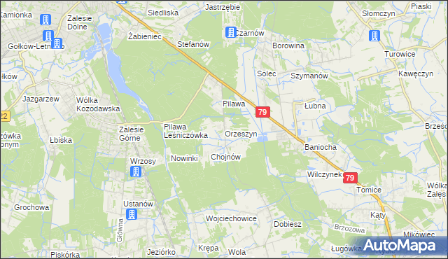 mapa Orzeszyn, Orzeszyn na mapie Targeo