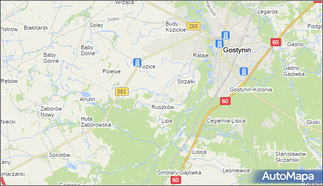 mapa Osada gmina Gostynin, Osada gmina Gostynin na mapie Targeo