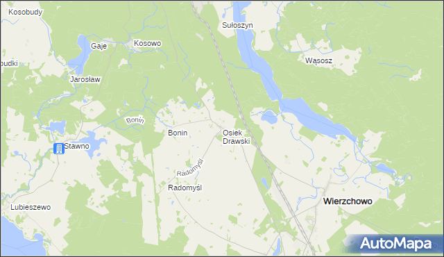 mapa Osiek Drawski, Osiek Drawski na mapie Targeo