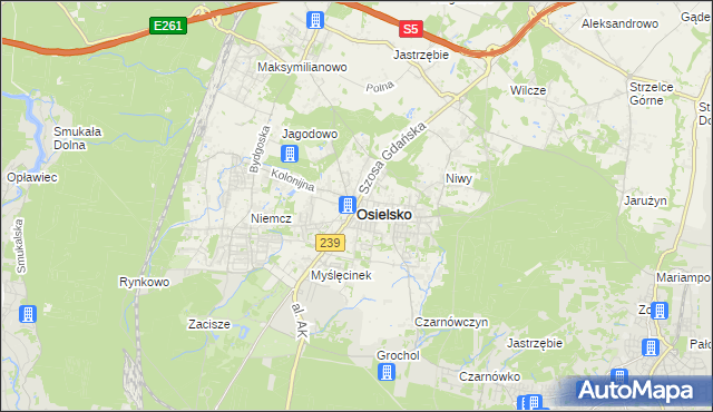 mapa Osielsko, Osielsko na mapie Targeo