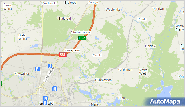 mapa Osinki gmina Suwałki, Osinki gmina Suwałki na mapie Targeo