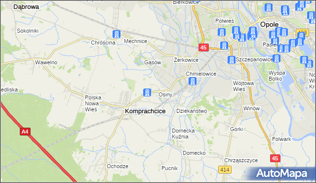 mapa Osiny gmina Komprachcice, Osiny gmina Komprachcice na mapie Targeo