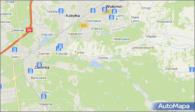 mapa Ossów, Ossów na mapie Targeo