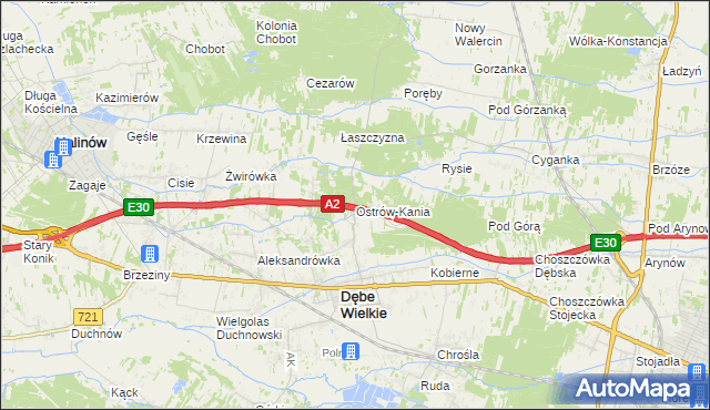 mapa Ostrów-Kania, Ostrów-Kania na mapie Targeo