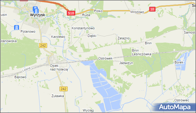 mapa Ostrówek gmina Wyrzysk, Ostrówek gmina Wyrzysk na mapie Targeo