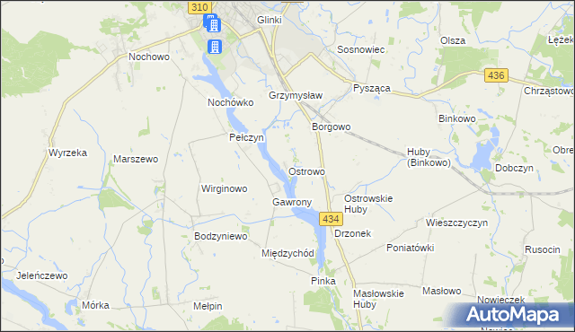 mapa Ostrowo gmina Śrem, Ostrowo gmina Śrem na mapie Targeo