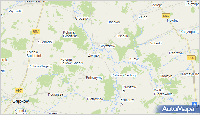 mapa Oszczerze, Oszczerze na mapie Targeo